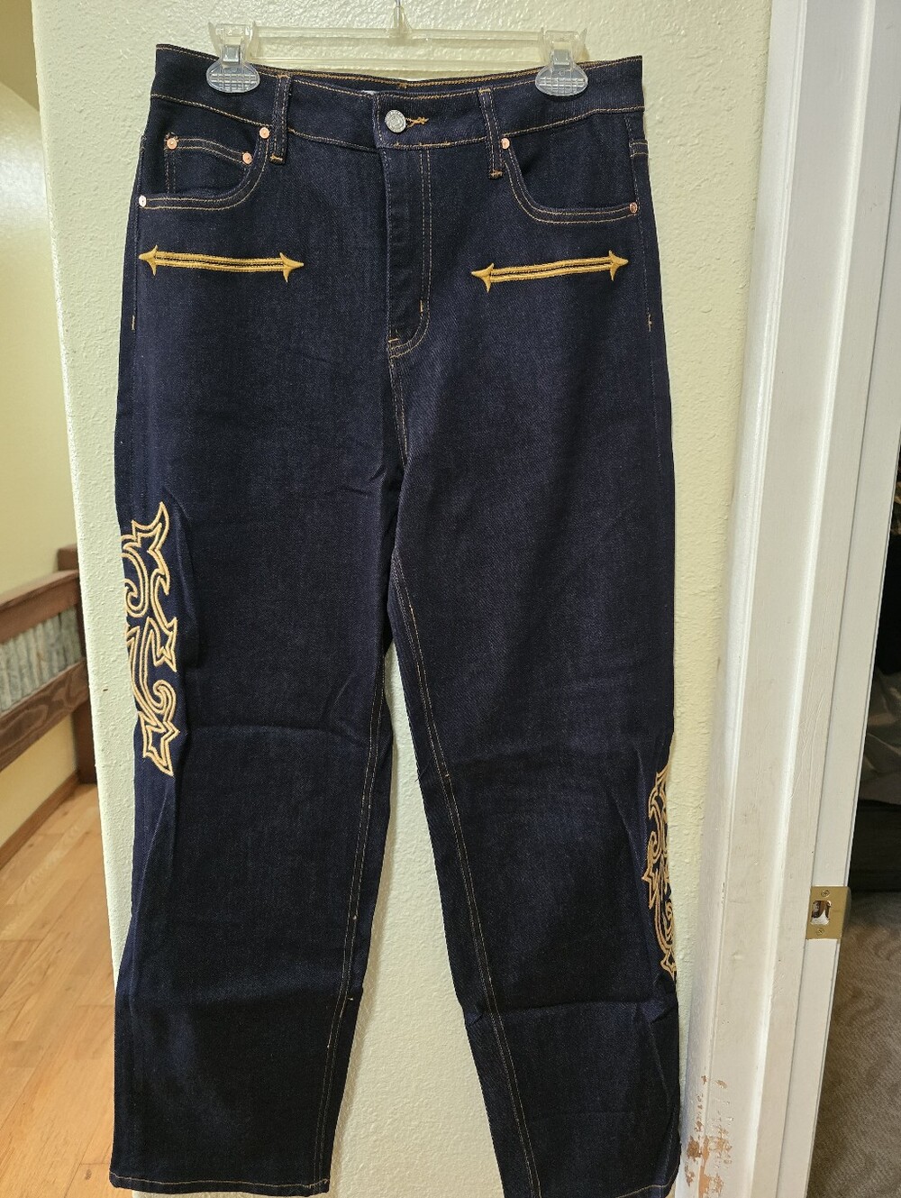 Rodeo Quincy Cowgirl Classic Women's Dark Indigo Jeans with Gold Embroidery
